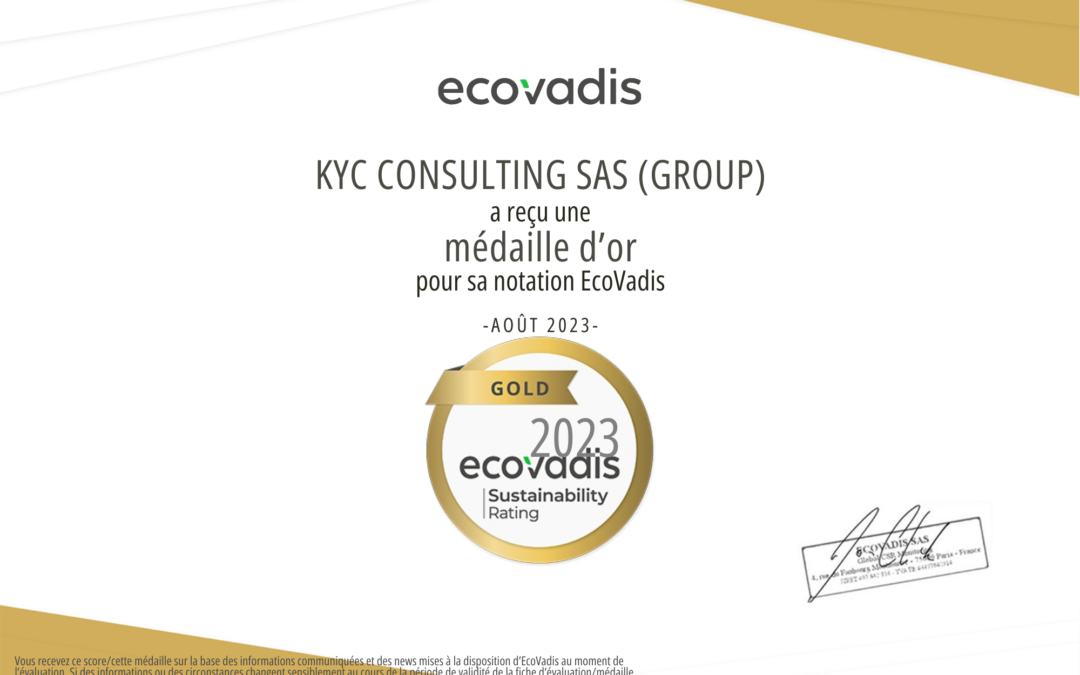 RSE : KYC Consulting obtient la médaille d’or EcoVadis